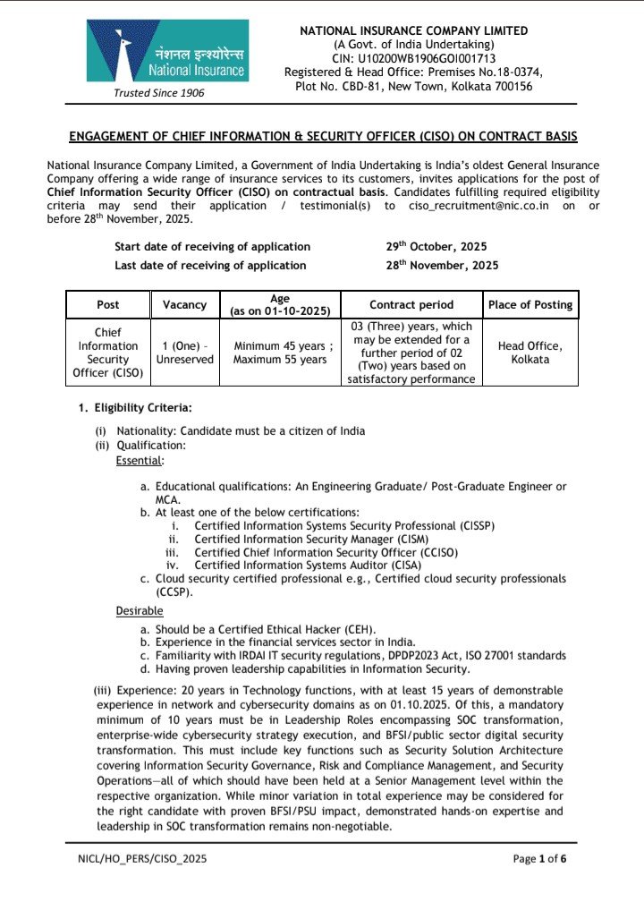 NICL AO Notification 2026 Administrative Officer Recruitment 321 Posts